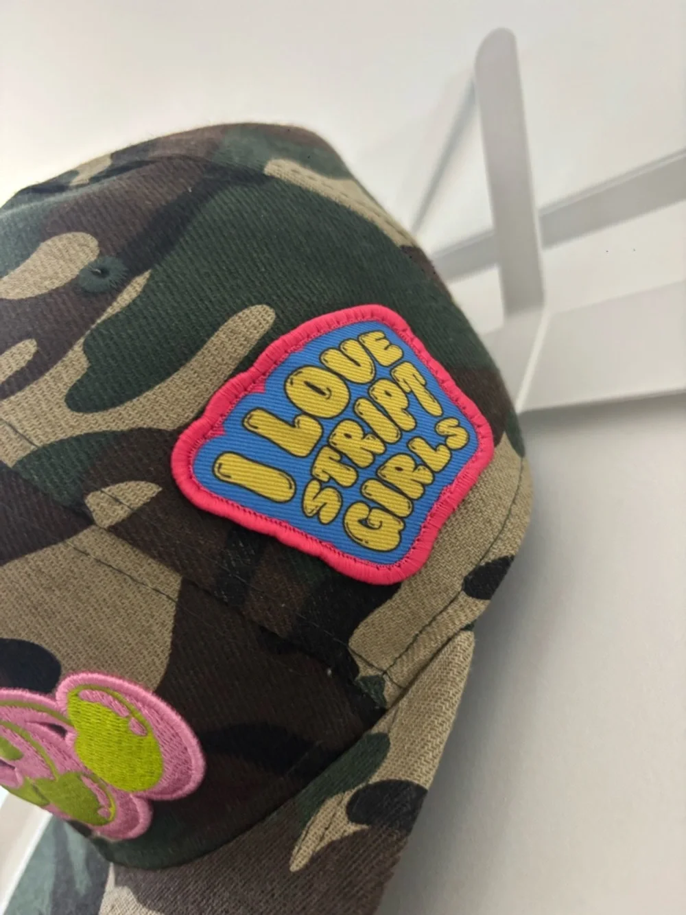 Camouflage Snapback Hat with Neon 'Stript' Embroidery - STRIPT CAMO HAT - Picture 6 of 8